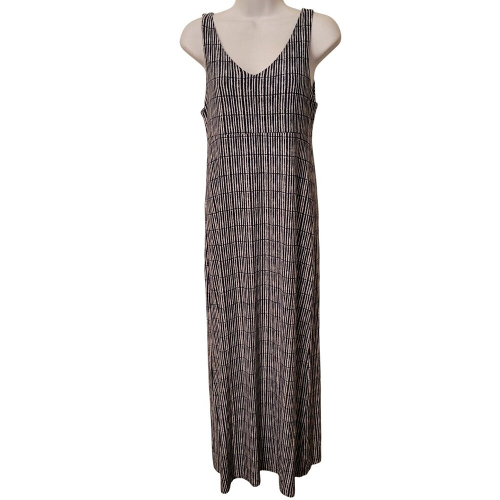 Athleta Sleeveless Maxi Dress‎ Blue White Striped S Athleisure Stretch Comfort